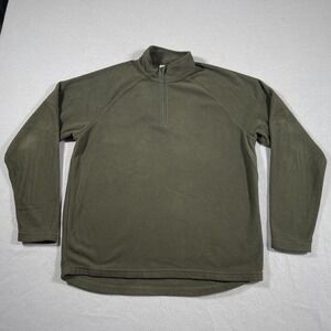 Quechua Fleece Pullover Men Large Olive Green Quarter Zip Hiking Stratermic Gorp